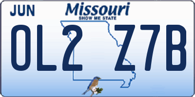 MO license plate OL2Z7B
