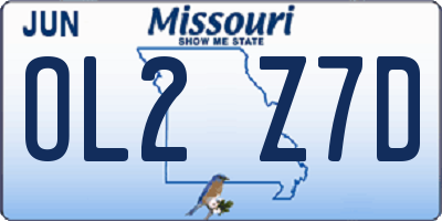 MO license plate OL2Z7D