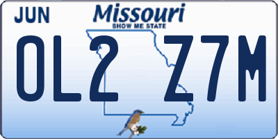 MO license plate OL2Z7M