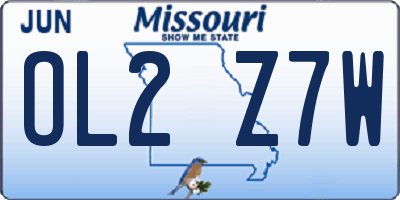 MO license plate OL2Z7W