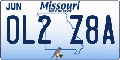 MO license plate OL2Z8A