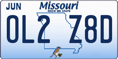 MO license plate OL2Z8D