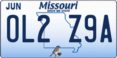 MO license plate OL2Z9A