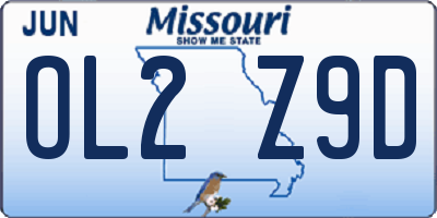 MO license plate OL2Z9D