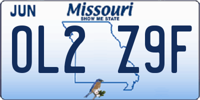 MO license plate OL2Z9F