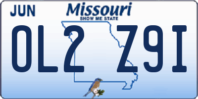 MO license plate OL2Z9I