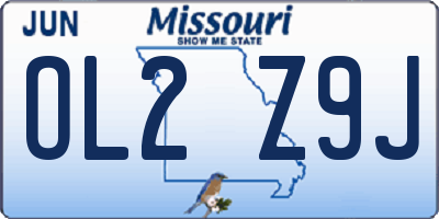 MO license plate OL2Z9J