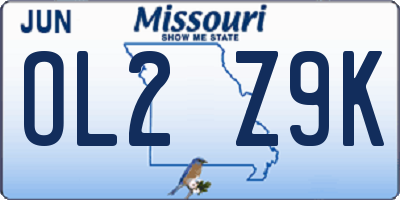MO license plate OL2Z9K