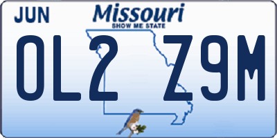 MO license plate OL2Z9M