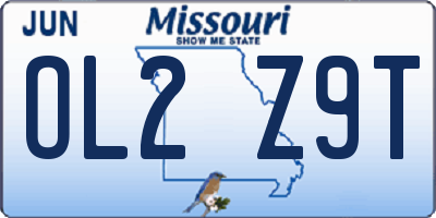MO license plate OL2Z9T