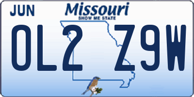 MO license plate OL2Z9W