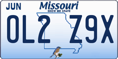 MO license plate OL2Z9X