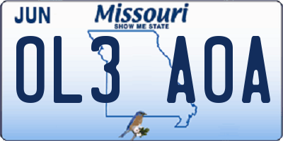 MO license plate OL3A0A
