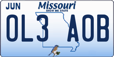 MO license plate OL3A0B