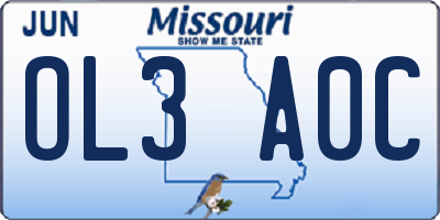 MO license plate OL3A0C