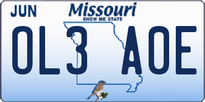 MO license plate OL3A0E