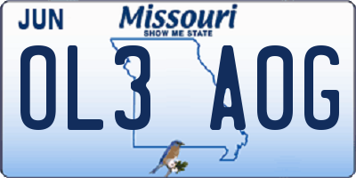 MO license plate OL3A0G