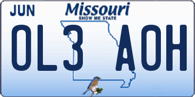 MO license plate OL3A0H