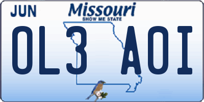 MO license plate OL3A0I