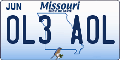 MO license plate OL3A0L