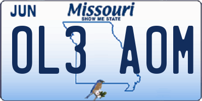MO license plate OL3A0M