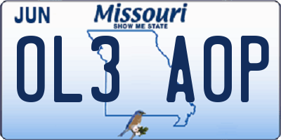 MO license plate OL3A0P