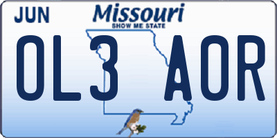 MO license plate OL3A0R