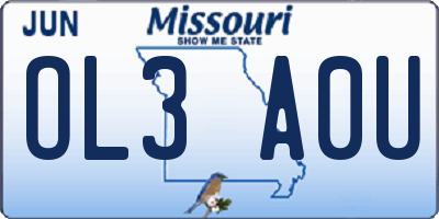 MO license plate OL3A0U