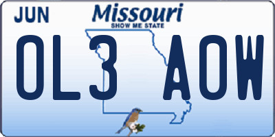 MO license plate OL3A0W