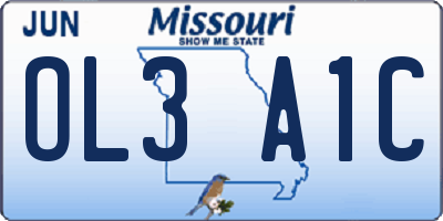 MO license plate OL3A1C
