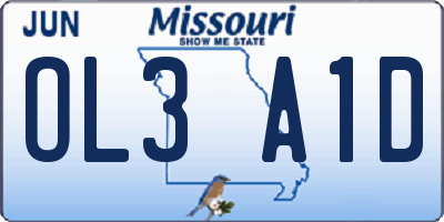 MO license plate OL3A1D