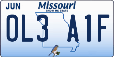 MO license plate OL3A1F