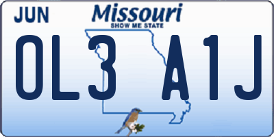 MO license plate OL3A1J
