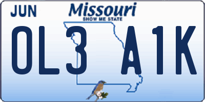 MO license plate OL3A1K