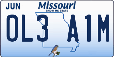 MO license plate OL3A1M