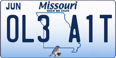 MO license plate OL3A1T