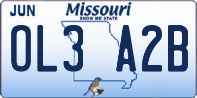 MO license plate OL3A2B