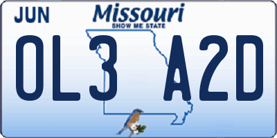 MO license plate OL3A2D