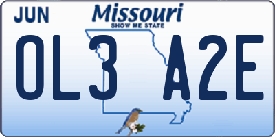 MO license plate OL3A2E