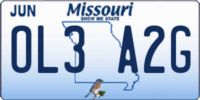 MO license plate OL3A2G