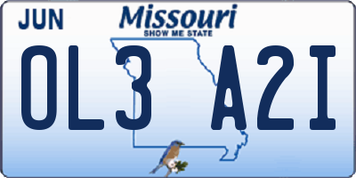 MO license plate OL3A2I