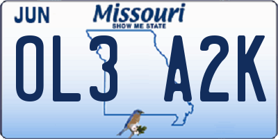 MO license plate OL3A2K