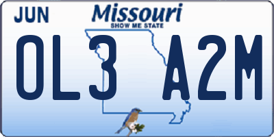 MO license plate OL3A2M