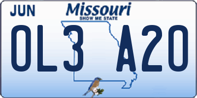 MO license plate OL3A2O