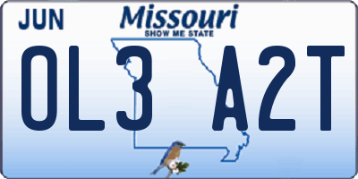 MO license plate OL3A2T