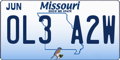 MO license plate OL3A2W