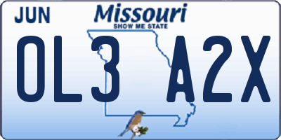 MO license plate OL3A2X