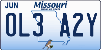MO license plate OL3A2Y