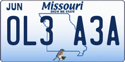 MO license plate OL3A3A
