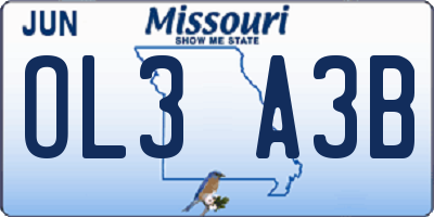 MO license plate OL3A3B